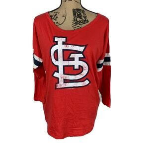 MLB NWOT Saint Louis Cardinals 3/4 Sleeve T-Shirt Red Stripe Sleeve Size M